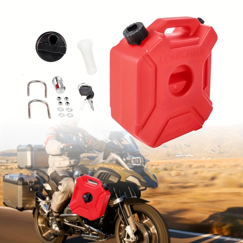 AKE - 5L Portable Jerry Can Fuel Bottle | Lockable Extra Reserve Petrol & Diesel Tank | Heavy-Duty Motorcycle Gasoline Container with Built-in Spout | Touring Fuel Bottle